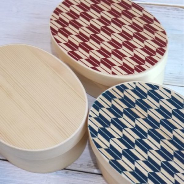 画像6: 紀州漆器/山家漆器店/曲げわっぱ弁当箱/矢羽柄/茜/17.5×13.6×H6 (6)