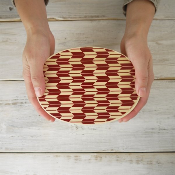 画像7: 紀州漆器/山家漆器店/曲げわっぱ弁当箱/矢羽柄/茜/17.5×13.6×H6 (7)