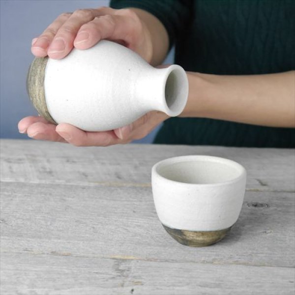 画像13: 益子焼/根古屋製陶/徳利/白×黒/Φ7 X H11 (13)