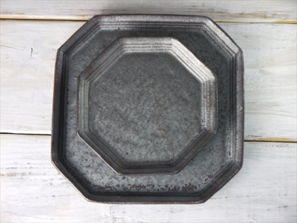 画像7: 陶房かんな/8角プレート/黒/22.5x22.5 X H2 (7)