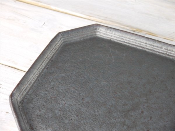 画像2: 陶房かんな/8角プレート/黒/22.5x22.5 X H2 (2)