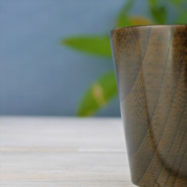 画像3: 山中漆器/我戸幹男商店/うすびきカップM/黒拭漆/Φ8 X 7.8 (3)