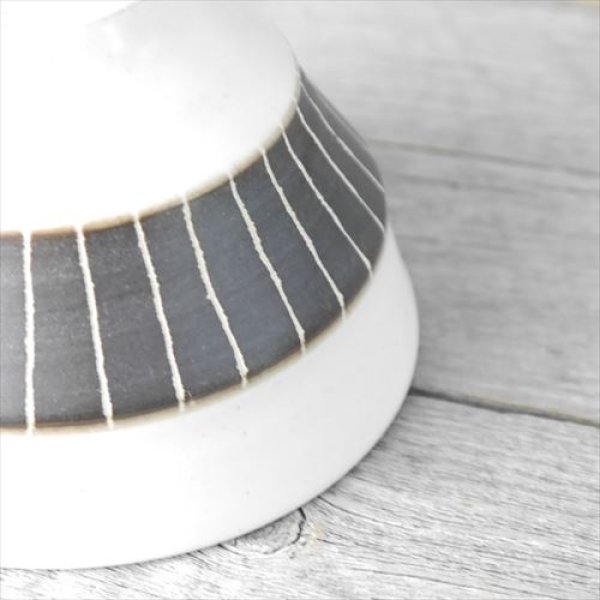 画像6: 美濃焼/伸光窯/ホワイト＆ビター/ライスボウル/ライン/Φ11.5X7.5 (6)