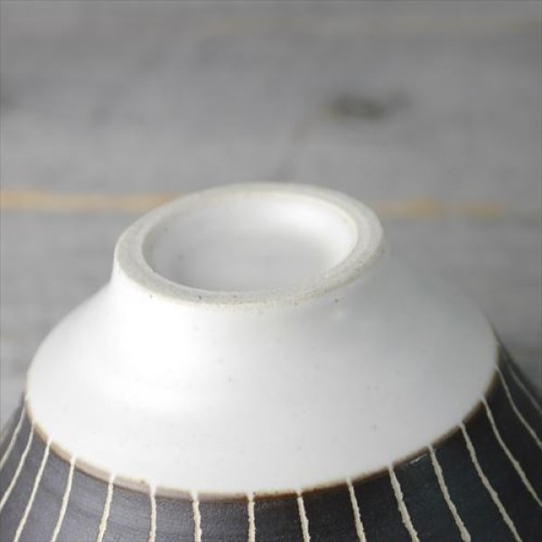 画像8: 美濃焼/伸光窯/ホワイト＆ビター/ライスボウル/ライン/Φ11.5X7.5 (8)