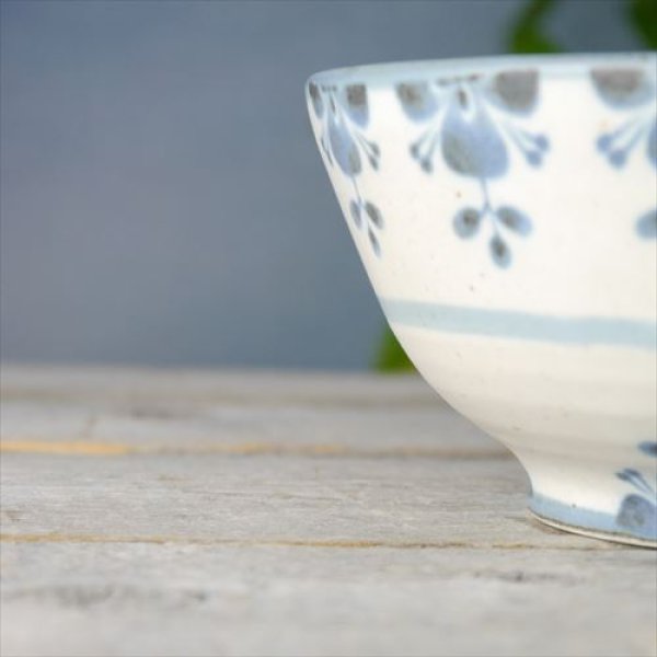 画像3: 美濃焼/伸光窯/ローズマリー/ボウル/ブルー白マット/Φ16X8 (3)