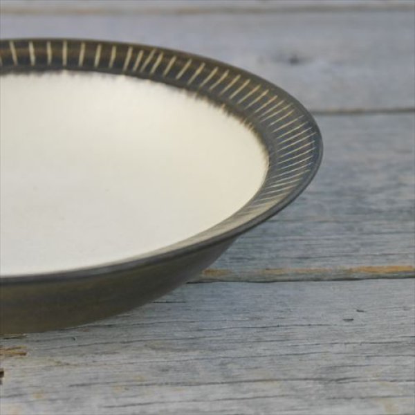 大分・別府/器舎扇歩/リム皿（大）/黒+白/Φ18x4.5 - テーブルライフストア