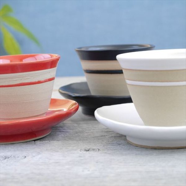 画像10: 二本松萬古焼/井上窯/カップ＆ソーサー/黒/Φ8.3 X H6、φ12.5 X H2.4 (10)