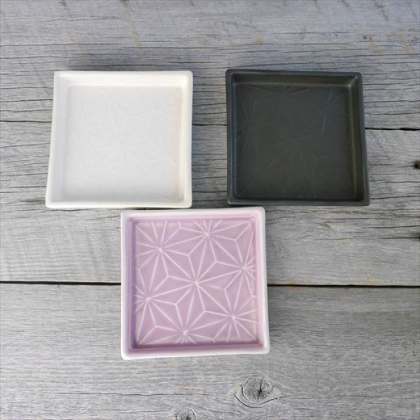 画像9: 京焼/松岡平安楽堂/麻の葉角皿　小/紫釉/12.5 X 12.5 X 2 (9)