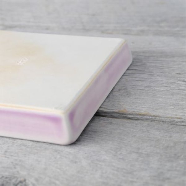 画像6: 京焼/松岡平安楽堂/麻の葉角皿　小/紫釉/12.5 X 12.5 X 2 (6)