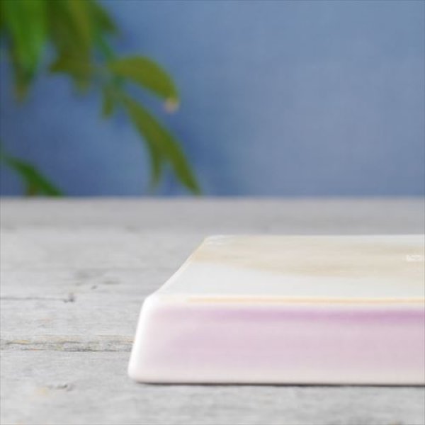 画像7: 京焼/松岡平安楽堂/麻の葉角皿　小/紫釉/12.5 X 12.5 X 2 (7)