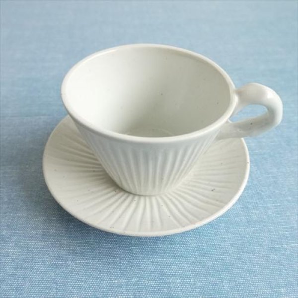 画像1: 有田焼/乃利陶窯/李白釉 縞彫 コーヒー碗/8.5X6 (1)