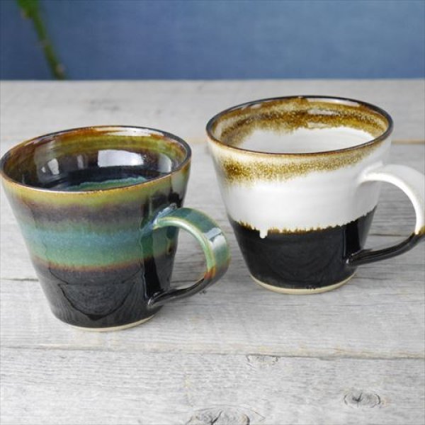 画像10: 益子焼/浅野秋児/バイカラーコーヒーカップ/緑　黒/約9.5×Ｈ約8.4 (10)