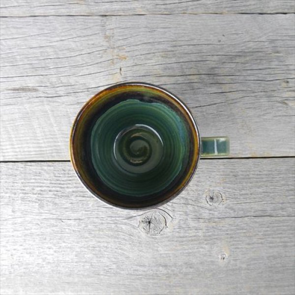 画像5: 益子焼/浅野秋児/バイカラーコーヒーカップ/緑　黒/約9.5×Ｈ約8.4 (5)