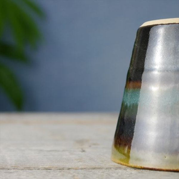 画像8: 益子焼/浅野秋児/バイカラーコーヒーカップ/緑　黒/約9.5×Ｈ約8.4 (8)