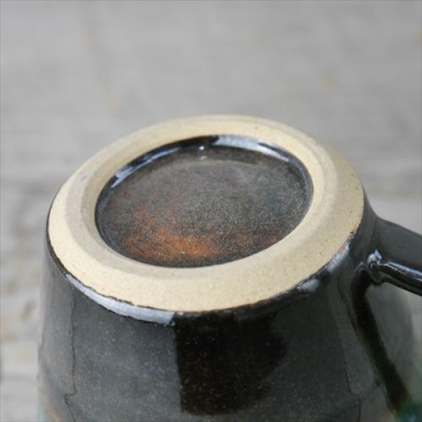 画像9: 益子焼/浅野秋児/バイカラーコーヒーカップ/緑　黒/約9.5×Ｈ約8.4 (9)