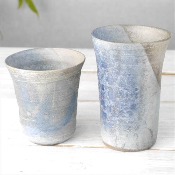 画像9: 笠間焼/あじさい工房/燻し銀彩焼酎カップ/ブルー/Φ9×H9 (9)