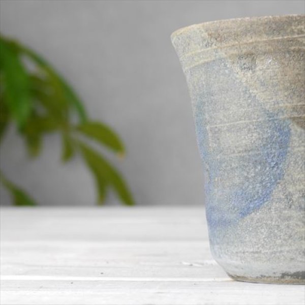 画像3: 笠間焼/あじさい工房/燻し銀彩焼酎カップ/ブルー/Φ9×H9 (3)