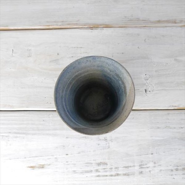 画像4: 笠間焼/あじさい工房/燻し銀彩焼酎カップ/ブルー/Φ9×H9 (4)