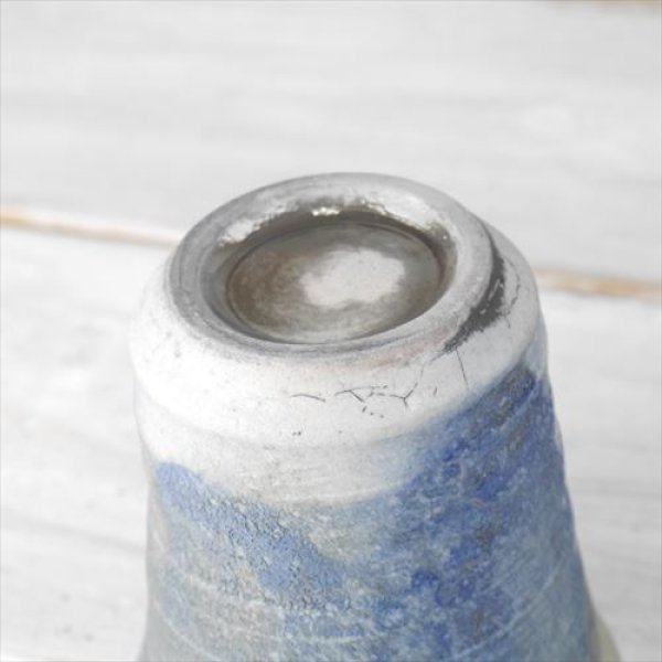 画像8: 笠間焼/あじさい工房/燻し銀彩焼酎カップ/ブルー/Φ9×H9 (8)