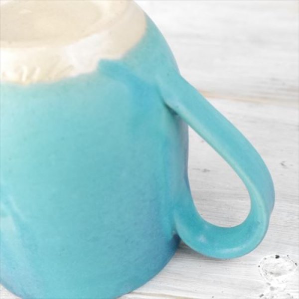 画像6: 笠間焼/あじさい工房/トルコ青マグカップ/ブルー/Φ9×H9 (6)