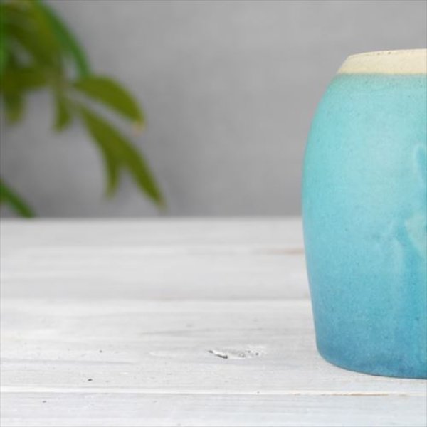 画像7: 笠間焼/あじさい工房/トルコ青マグカップ/ブルー/Φ9×H9 (7)