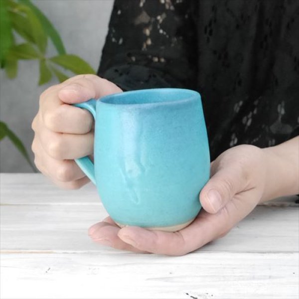 画像9: 笠間焼/あじさい工房/トルコ青マグカップ/ブルー/Φ9×H9 (9)