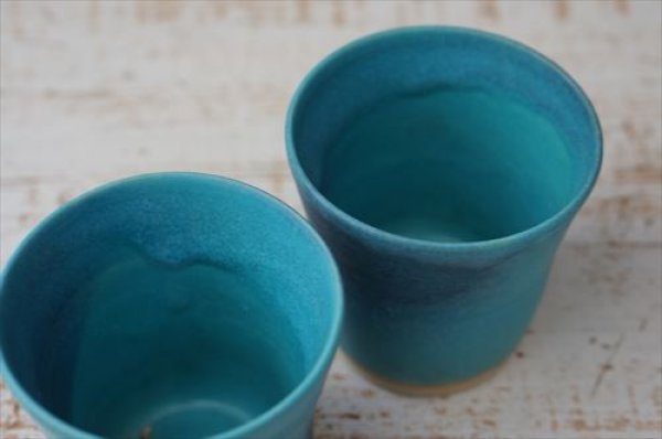 画像3: 笠間焼/あじさい工房/トルコ青フリーカップ/Φ8.5×H9 (3)
