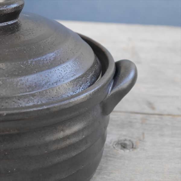 画像3: 三重/四日市萬古焼/千陶千賀陶器/萬古焼IHマルチ炊飯土鍋(2合)/黒/Φ19 X H13.5 (3)