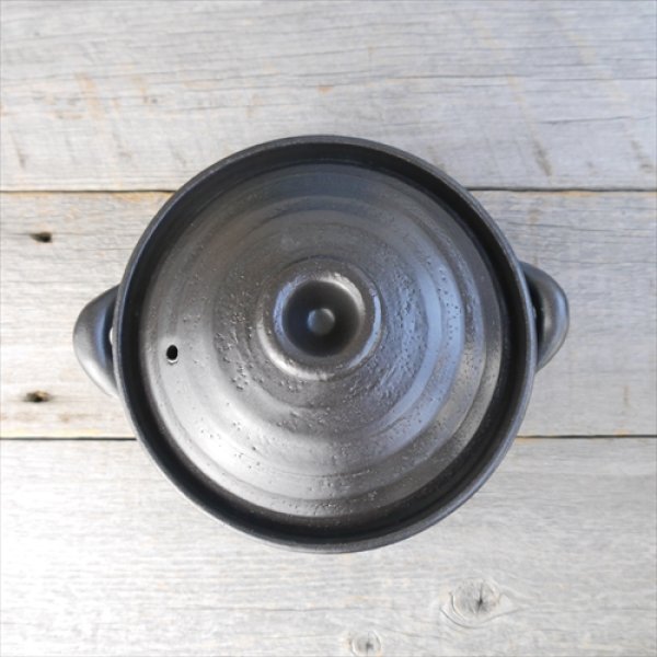 画像5: 三重/四日市萬古焼/千陶千賀陶器/萬古焼IHマルチ炊飯土鍋(2合)/黒/Φ19 X H13.5 (5)
