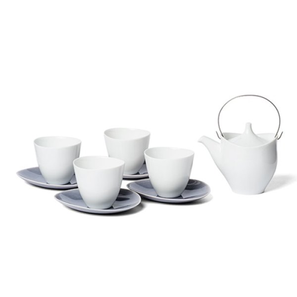 画像1: 多治見/POTPURRI/Våg Tea Set ティーセット(土瓶White×カップWhite×プレートS gray)// (1)